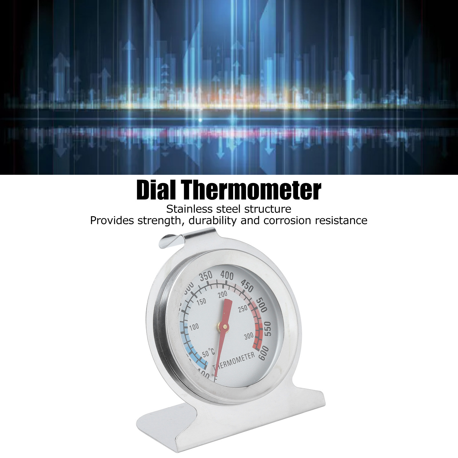 Oven Thermometer Analog - Edelstahl-Ofenthermometer mit Zeiger für Küche und