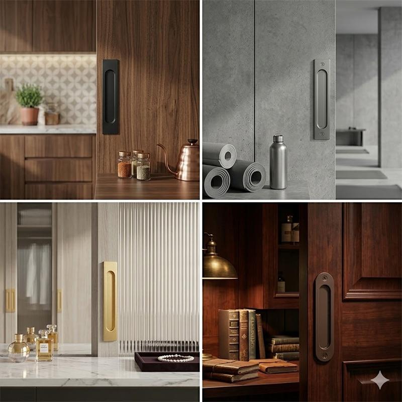 Kitchen Baking Cabinet - **Bohrfreier Schiebetürgriff aus Aluminiumlegierung, selbstklebend, für