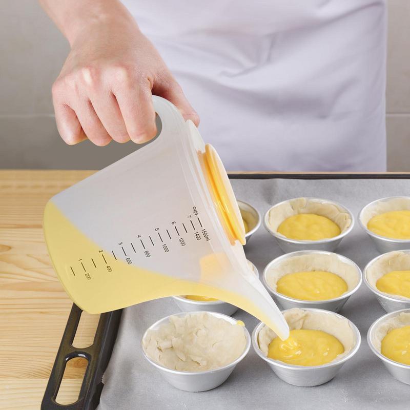 Kitchen Baking Containers - 1500ml Küchen-Mischbecher mit Messfunktion, Backzubehör, Schaumfilter-Messbecher,