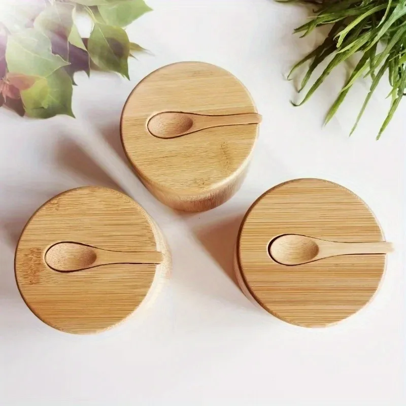 Kitchen Baking Tray Organizer - Bambus-Salz- und Pfeffer-Gewürzdosen-Set, Gewürzbox aus Holz,