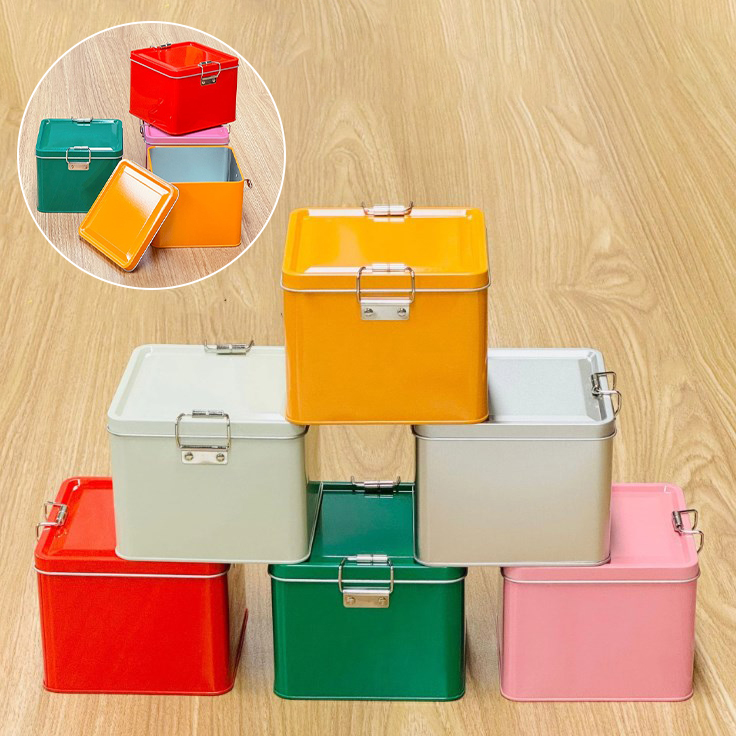 Kitchen Baking Tray Organizer - Quadratische Keksdosen aus Weißblech mit Deckel,