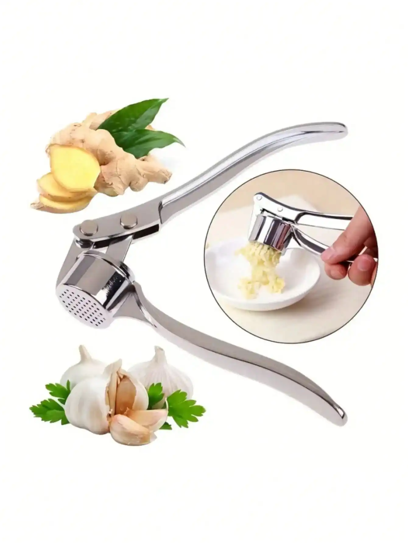 Kitchen Job - Küchen-Knoblauchpresse Zerkleinerer Edelstahl Knoblauchquetscher Manuelle Presse