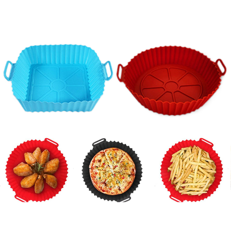 Kitchen Baking Pan - Silikon-Fritteusenform, Luftfritteusen-Silikon-Einlagen, wiederverwendbare Backform, antihaftbeschichtete Pizzapfanne,